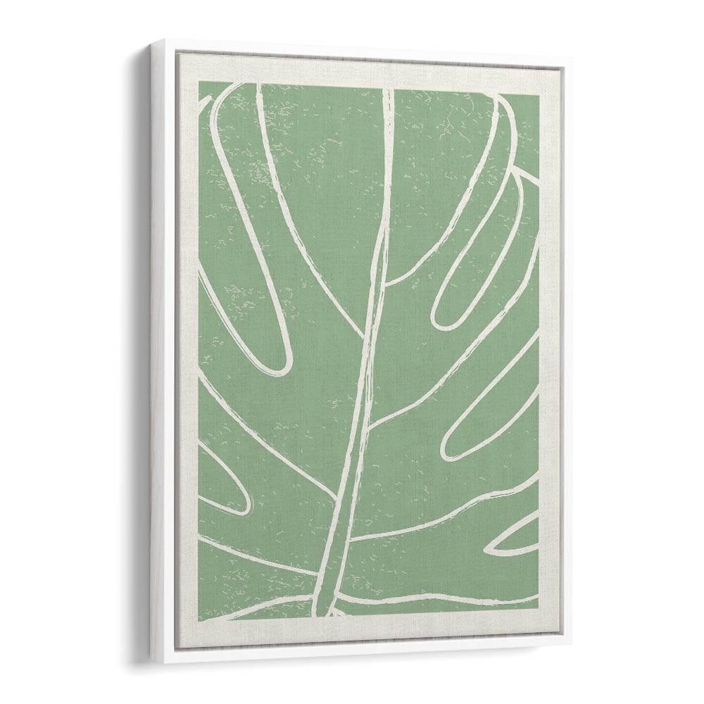 minimal monstera collection I by jay stanley floral paintings in White Floater Frame