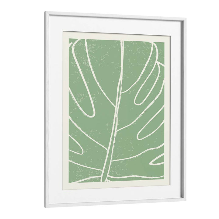 minimal monstera collection I by jay stanley floral paintings in White Frame With Mount