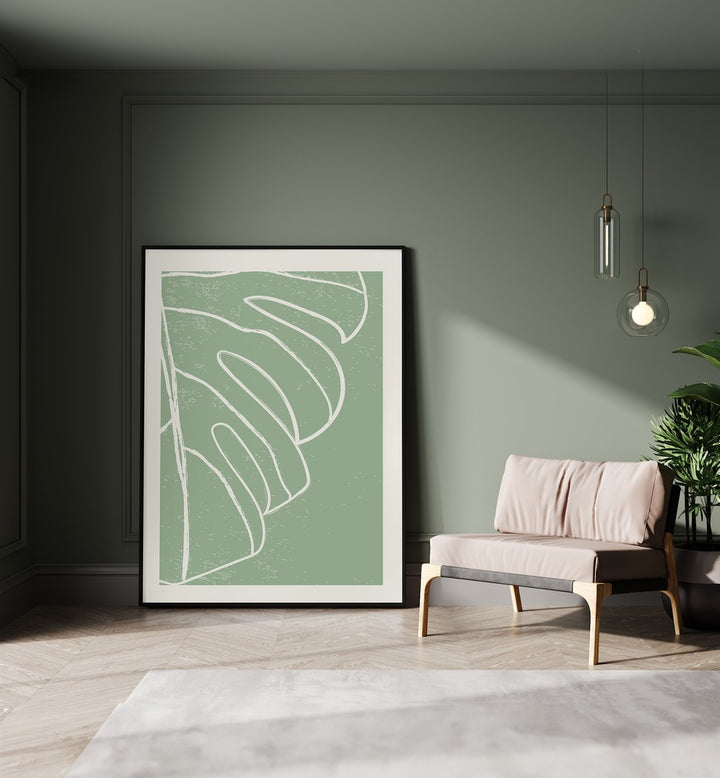 minimal monstera collection iii by jay stanley floral paintings Artwork II placed on a wall