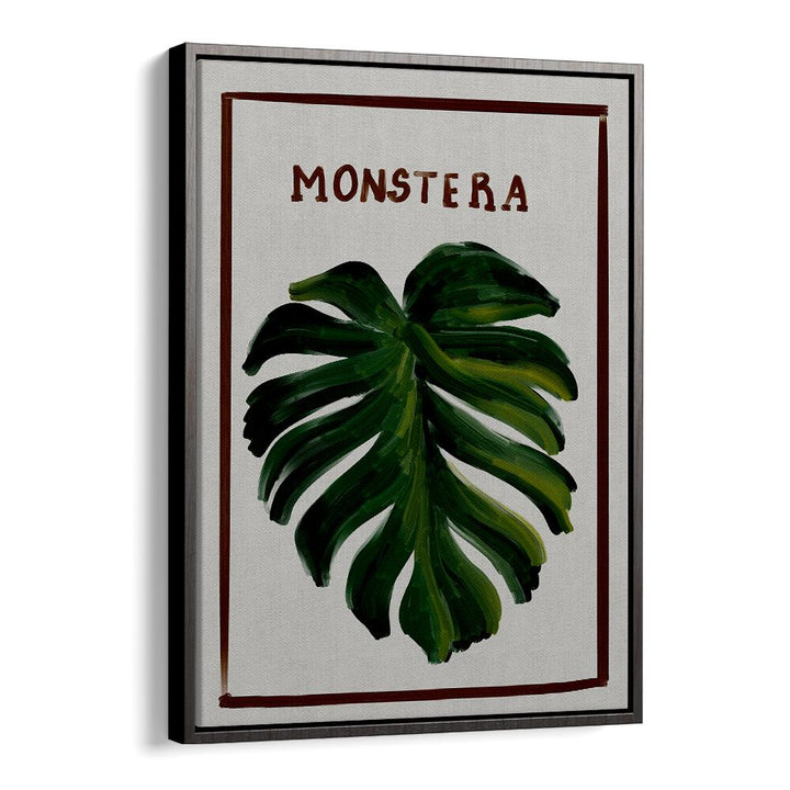 monstera Vintage paintings in Black Floater Frame