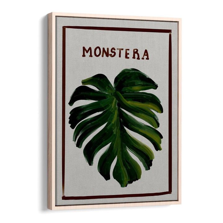 monstera Vintage paintings in Oak Wood Floater Frame