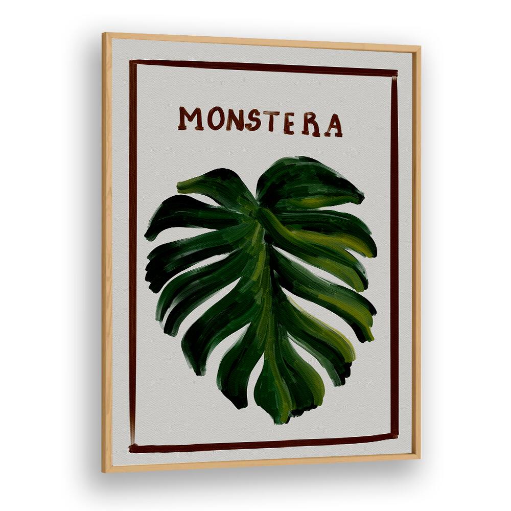 monstera Vintage paintings in Oak Wood Plain Frame