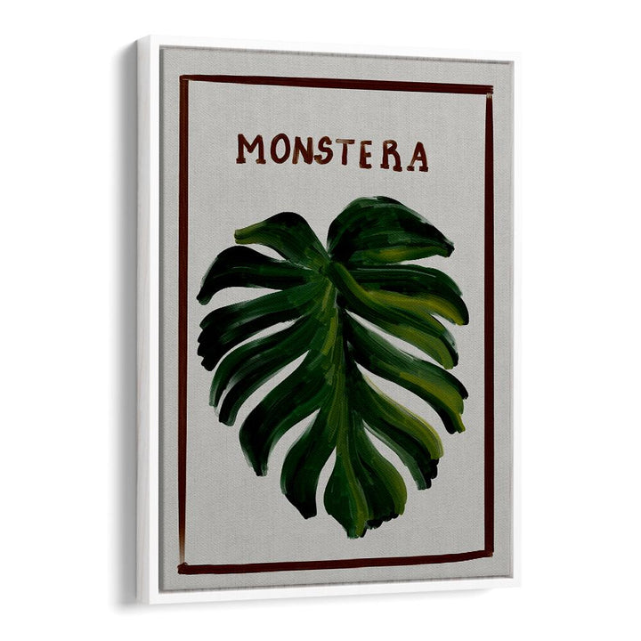 monstera Vintage paintings in White Floater Frame