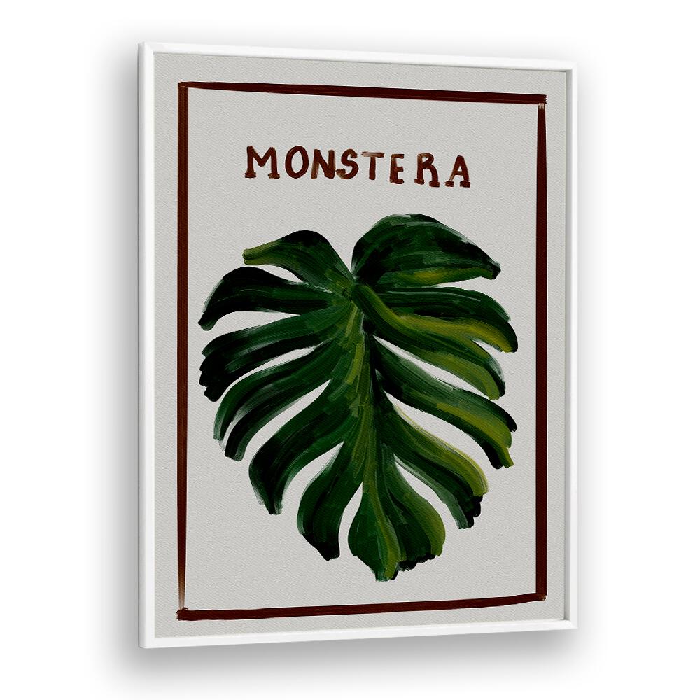 monstera Vintage paintings in White Plain Frame