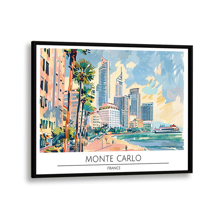 monte carlo city-france travel posters in Black Plain Frame