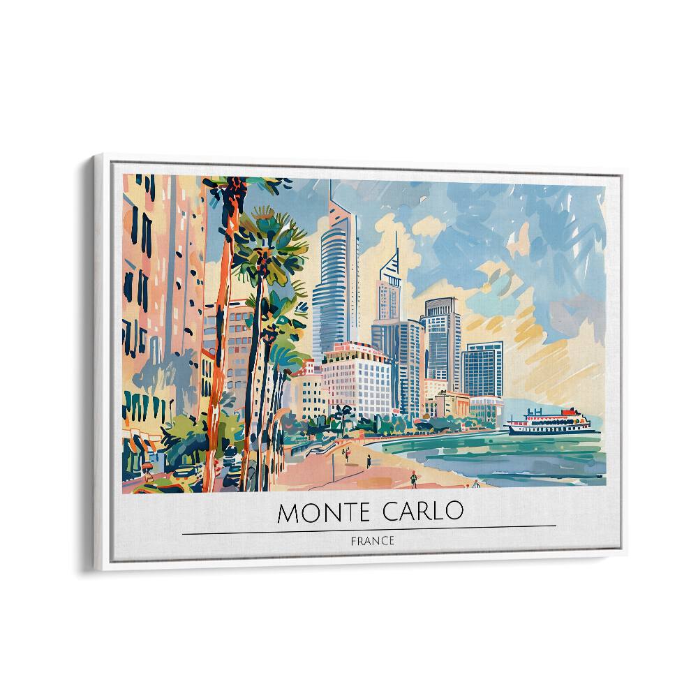 monte carlo city-france travel posters in White Floater Frame