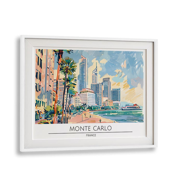 monte carlo city-france travel posters in White Frame With Mount