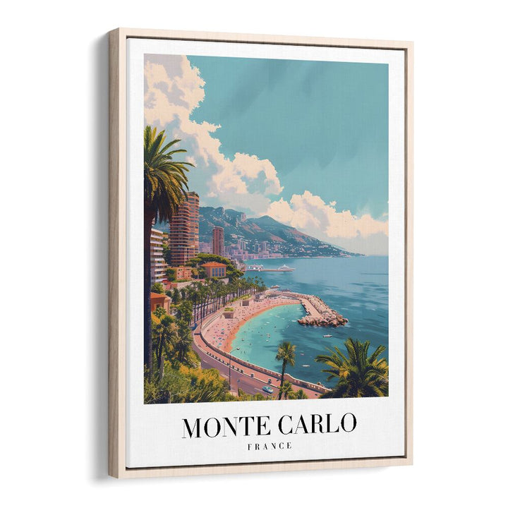 monte carlo-france II travel posters in Oak Wood Floater Frame