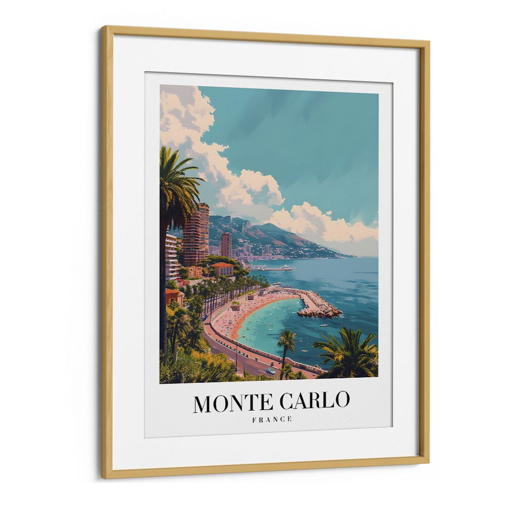 monte carlo-france II travel posters in Oak Wood Frame With Mount