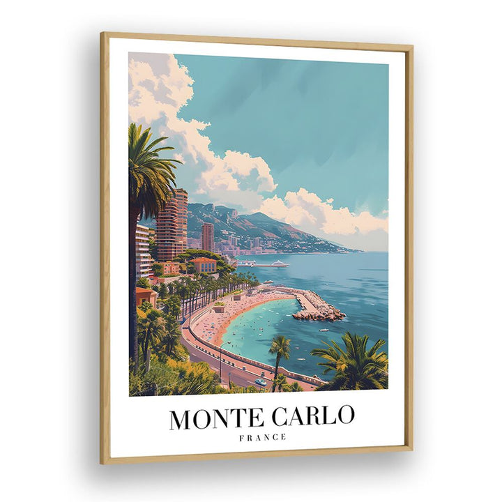 monte carlo-france II travel posters in Oak Wood Plain Frame