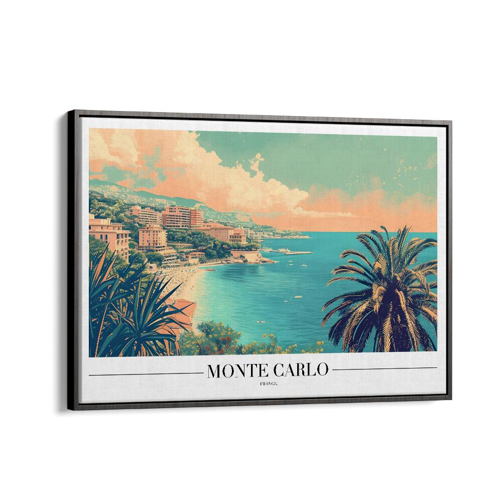 monte carlo-france travel posters in Black Floater Frame