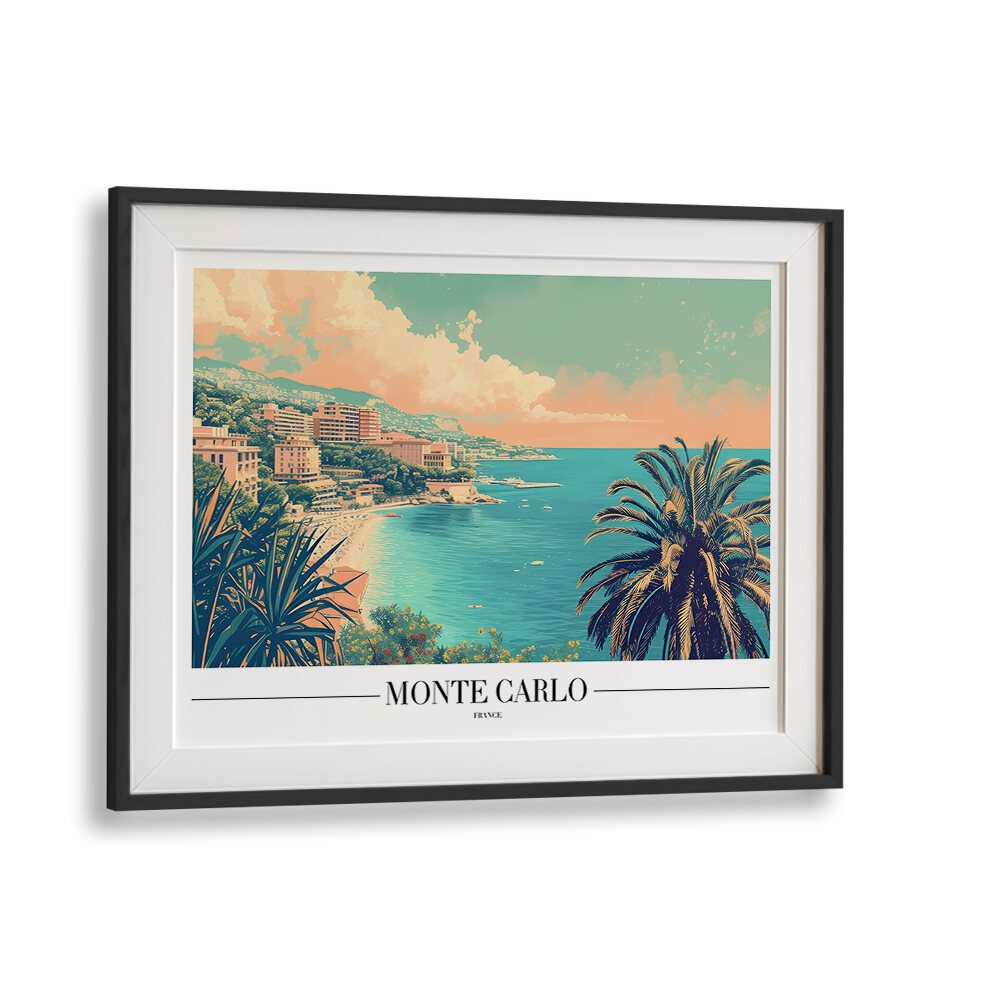 monte carlo-france travel posters in Black Frame With Mount