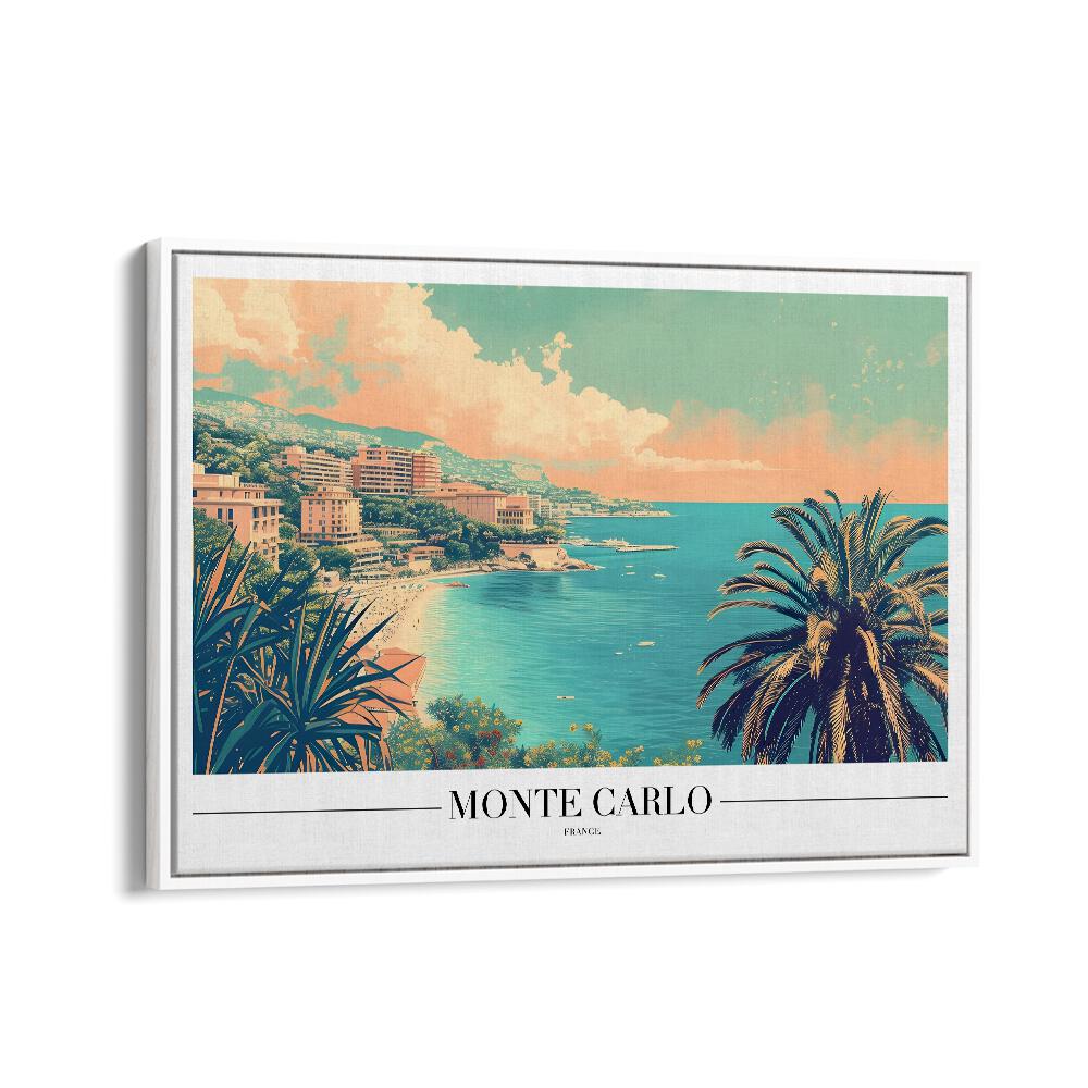 monte carlo-france travel posters in White Floater Frame