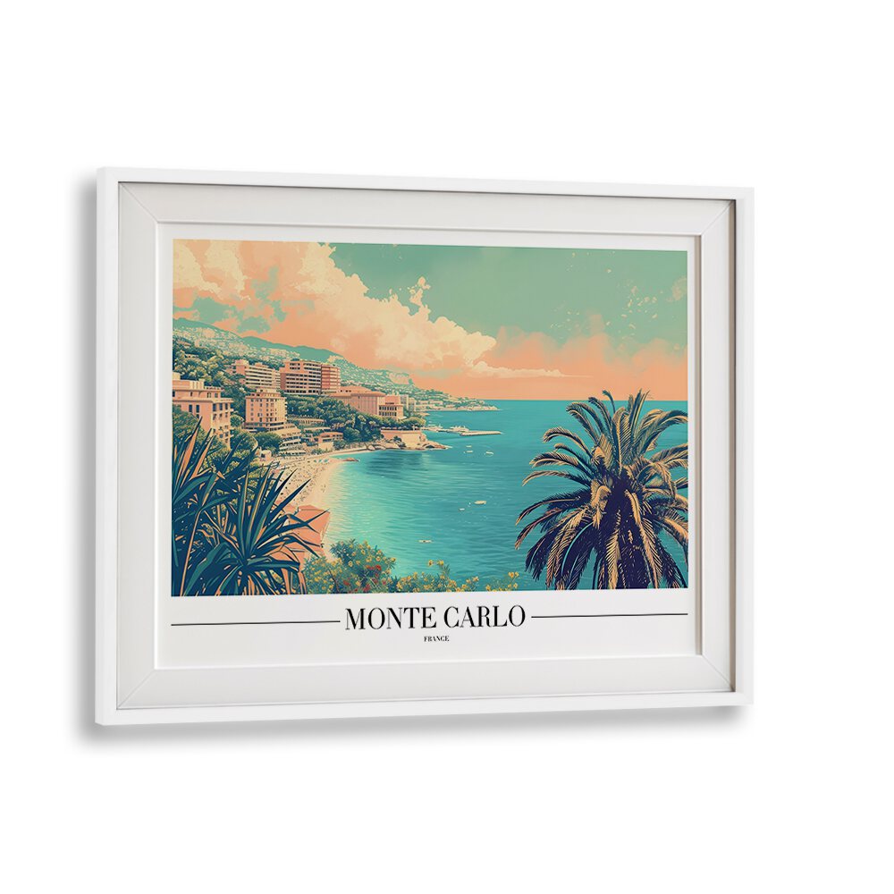 monte carlo-france travel posters in White Frame With Mount