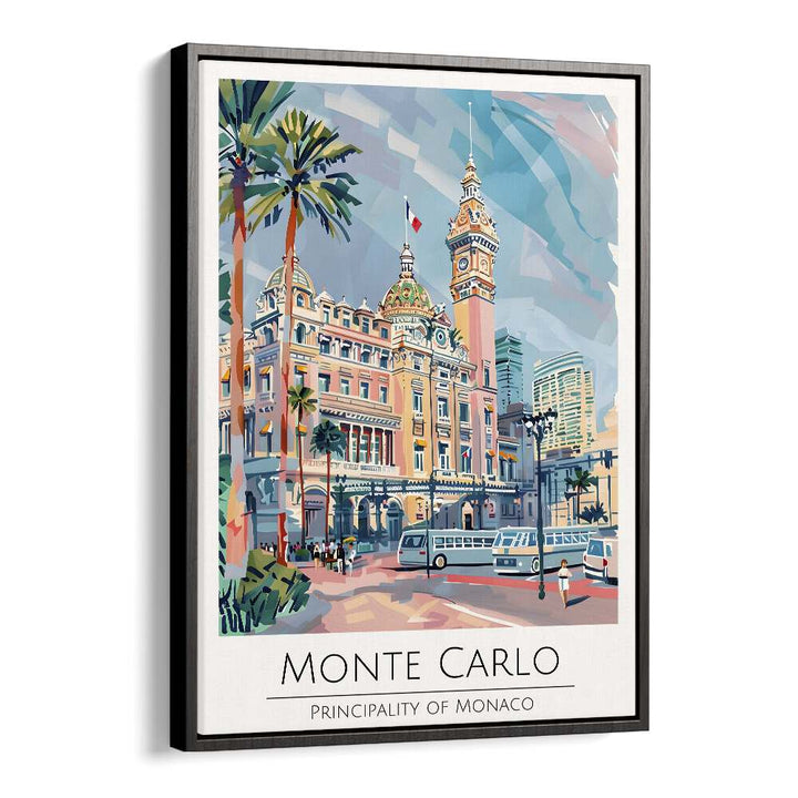 monte carlo-monaco travel posters in Black Floater Frame