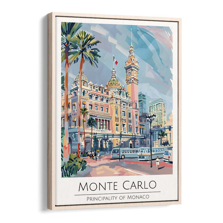 monte carlo-monaco travel posters in Oak Wood Floater Frame