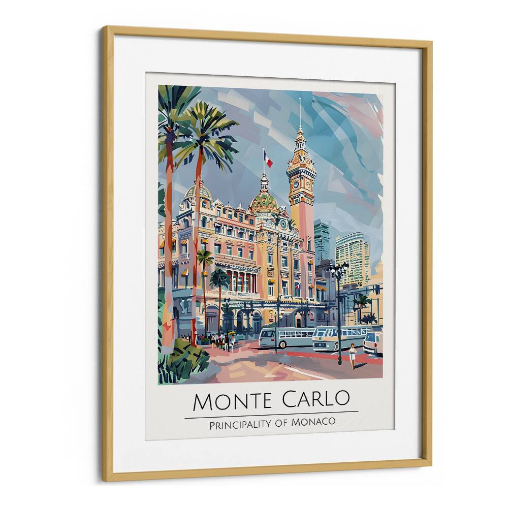 monte carlo-monaco travel posters in Oak Wood Frame With Mount