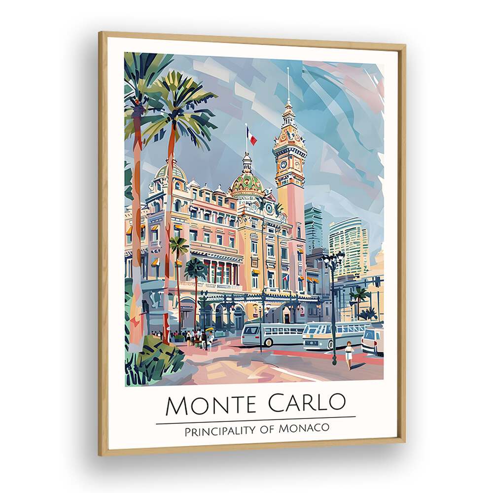 monte carlo-monaco travel posters in Oak Wood Plain Frame