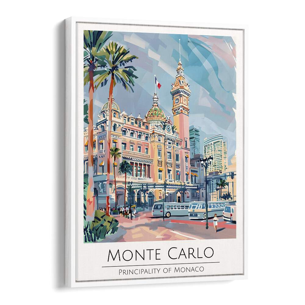 monte carlo-monaco travel posters in White Floater Frame