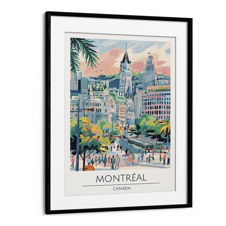 montreal-canada travel posters in Black Frame With Mount