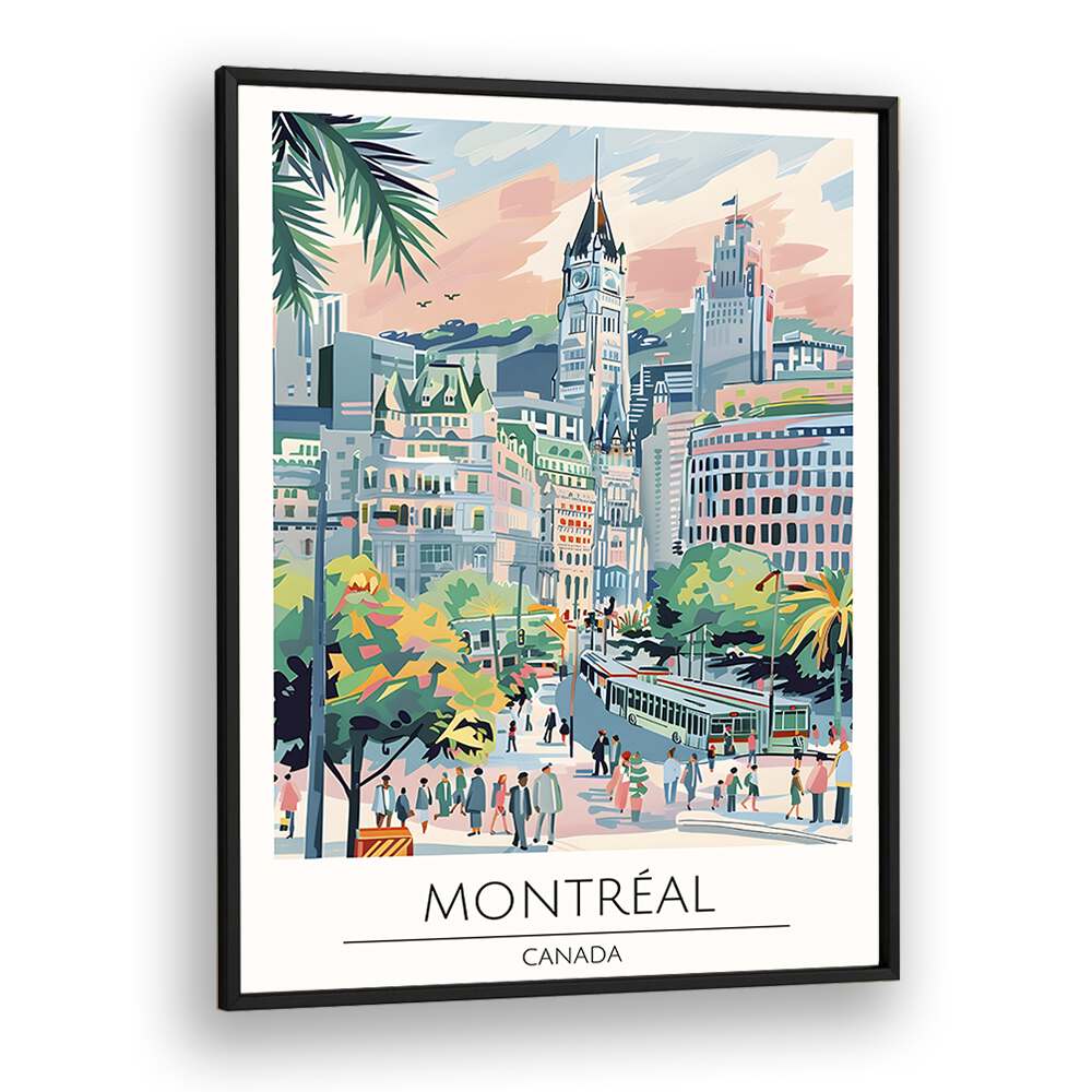 montreal-canada travel posters in Black Plain Frame