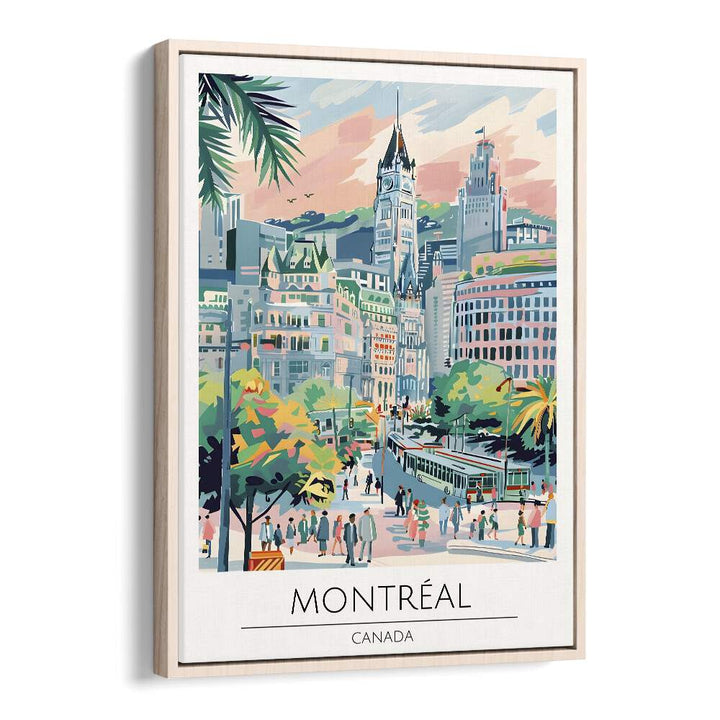 montreal-canada travel posters in Oak Wood Floater Frame