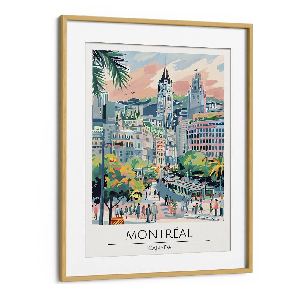 montreal-canada travel posters in Oak Wood Frame With Mount