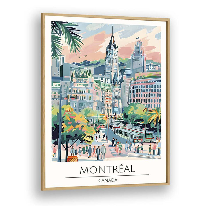 montreal-canada travel posters in Oak Wood Plain Frame