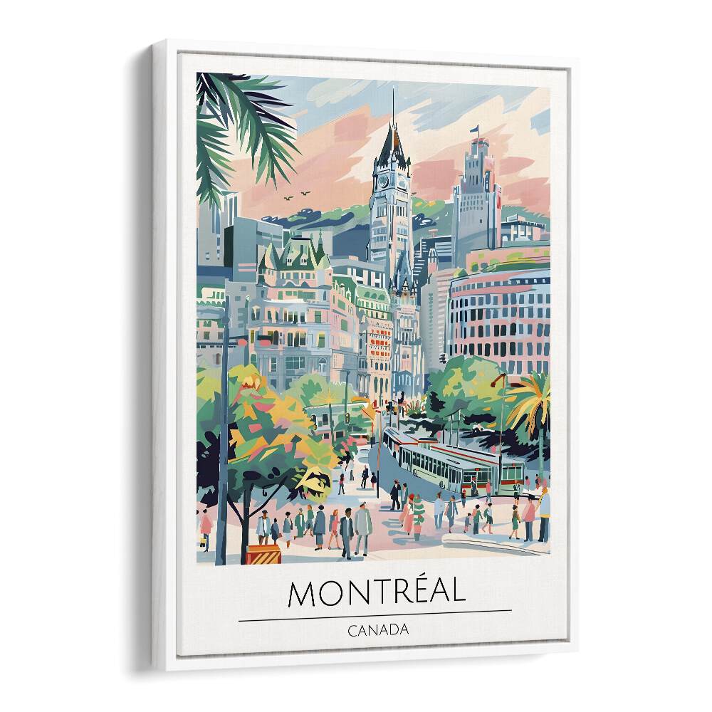 montreal-canada travel posters in White Floater Frame