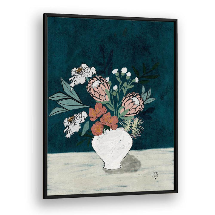 moody floral i botanical flower paintings in Black Plain Frame