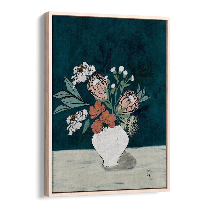  moody floral i botanical flower paintings in Oak Wood Floater Frame