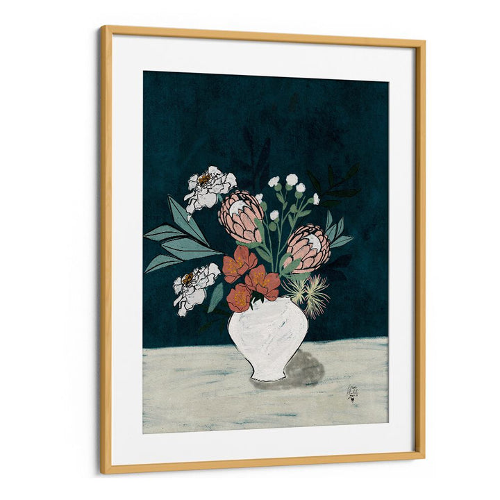  moody floral i botanical flower paintings in Oak Wood Frame With Mount