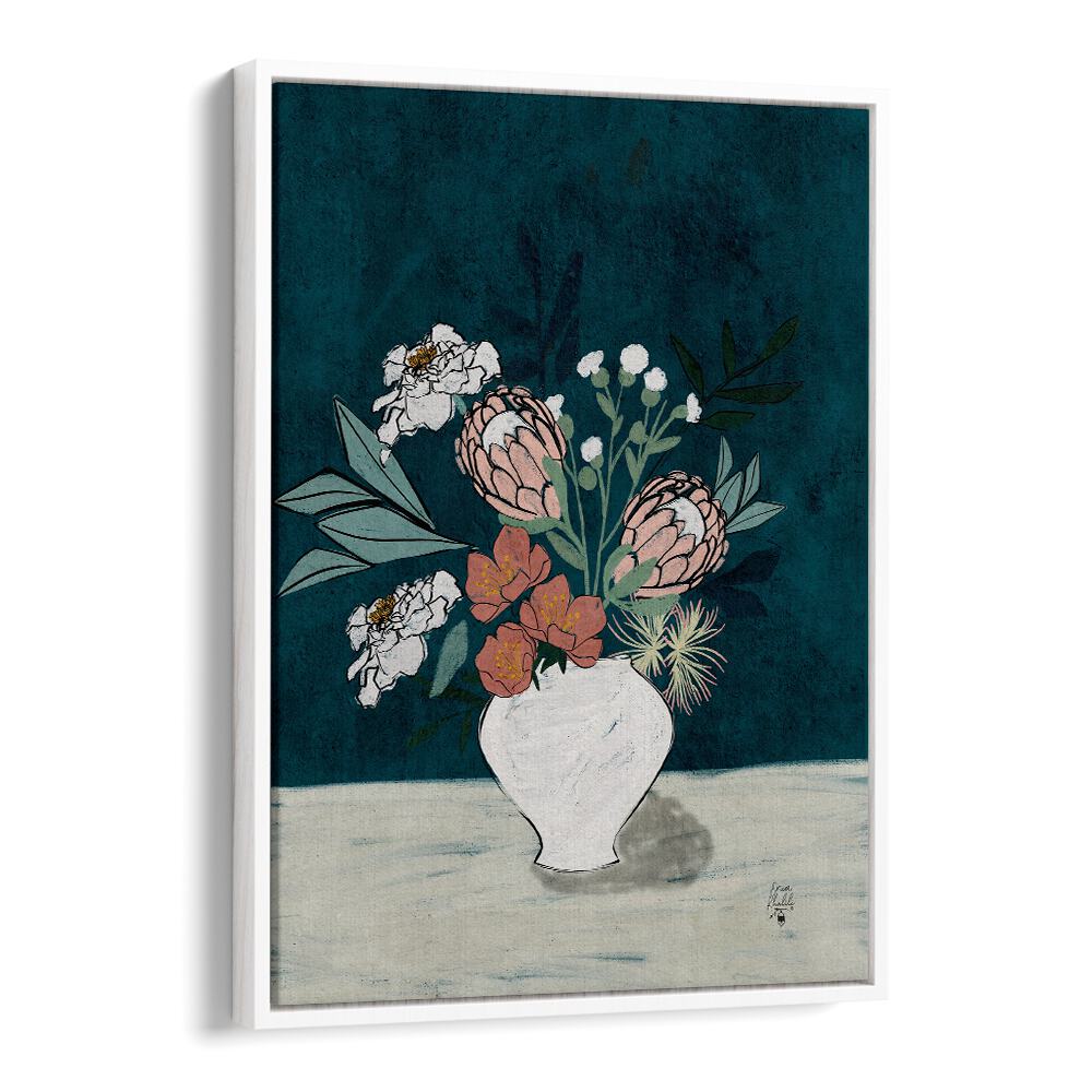 moody floral i botanical flower paintings in White Floater Frame