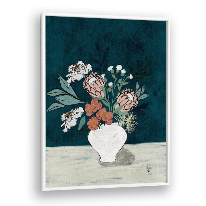 moody floral i botanical flower paintings in White Plain Frame