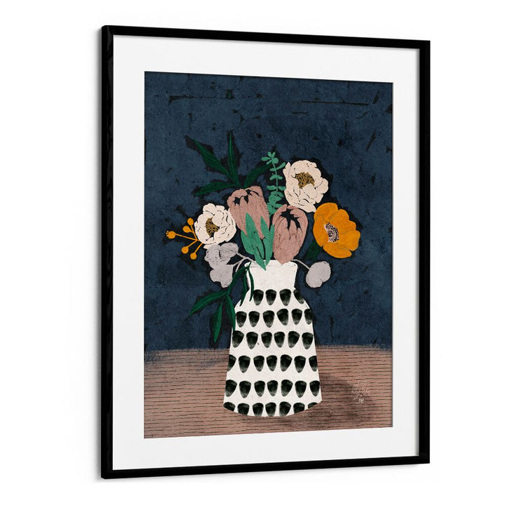 moody floral ii botanical flower paintings in Black Frame With Mount