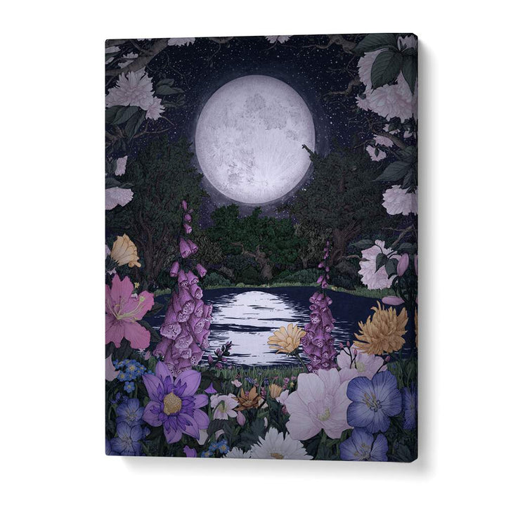 moon garden reflections Vintage paintings in Gallery Wrap