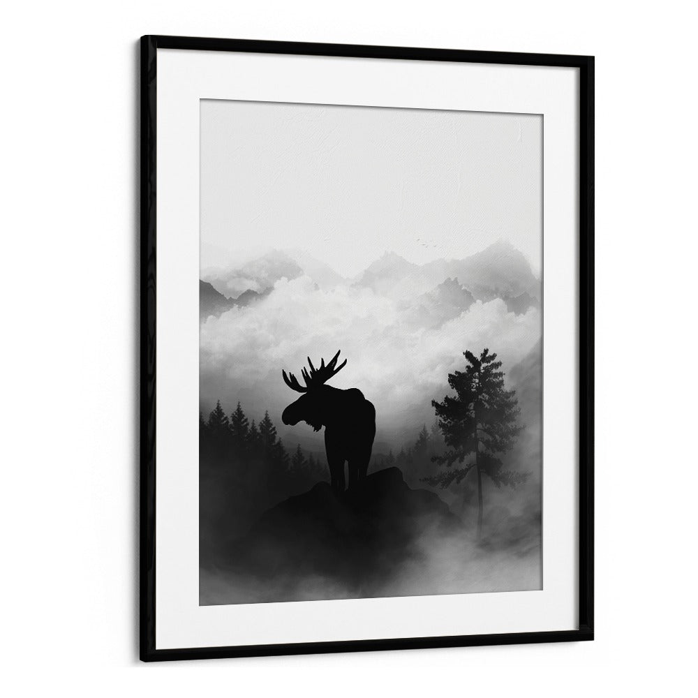 moose by gabriella roberg wildlife paintings wildlife posters in Black Frame With Mount