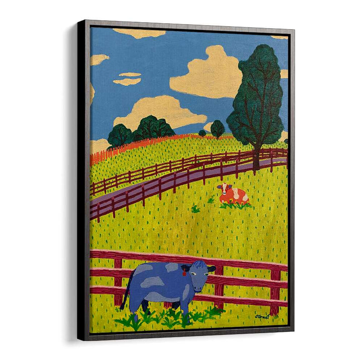 more cows landscape art prints in Black Floater Frame