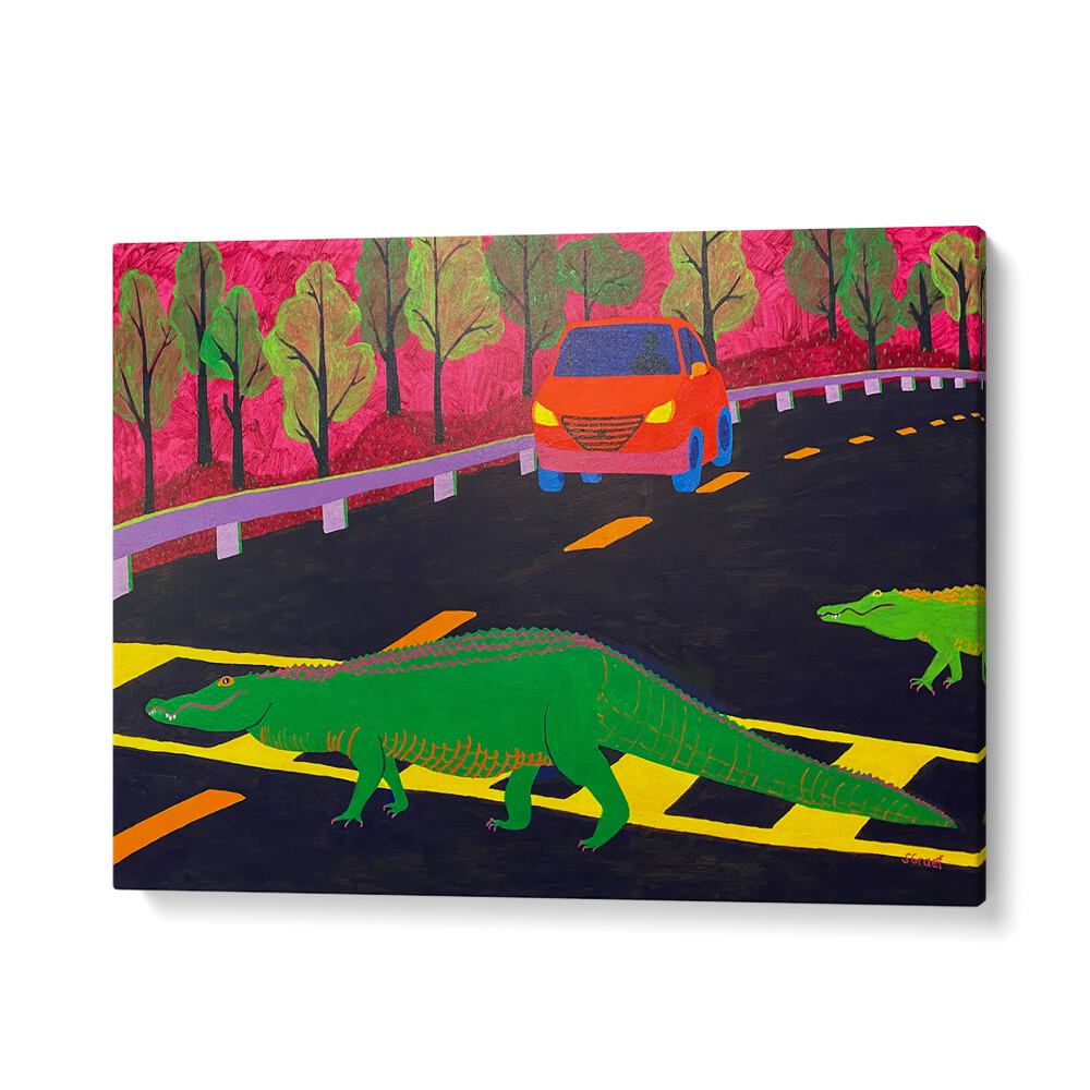 more gators crossing landscape art prints in Gallery Wrap