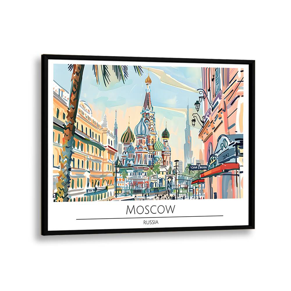 moscow city-russia travel posters in Black Plain Frame