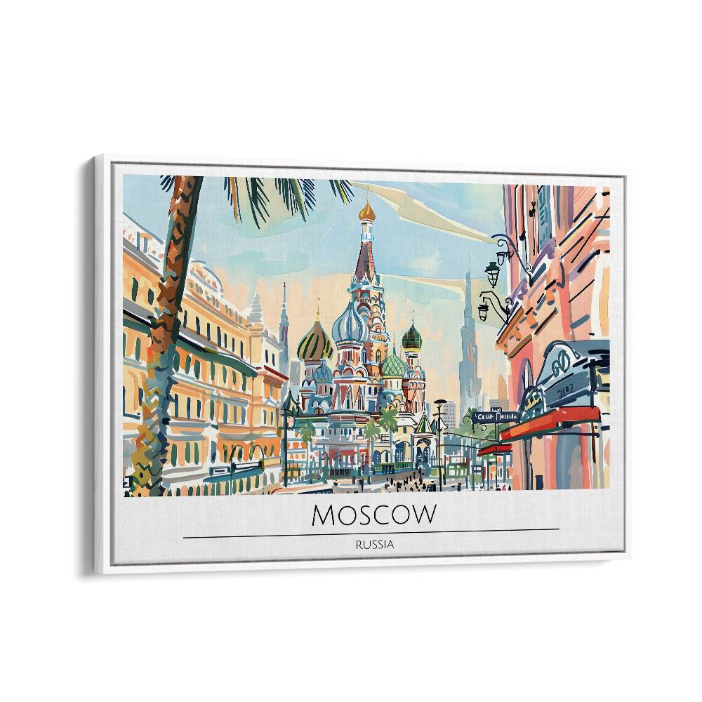 moscow city-russia travel posters in White Floater Frame