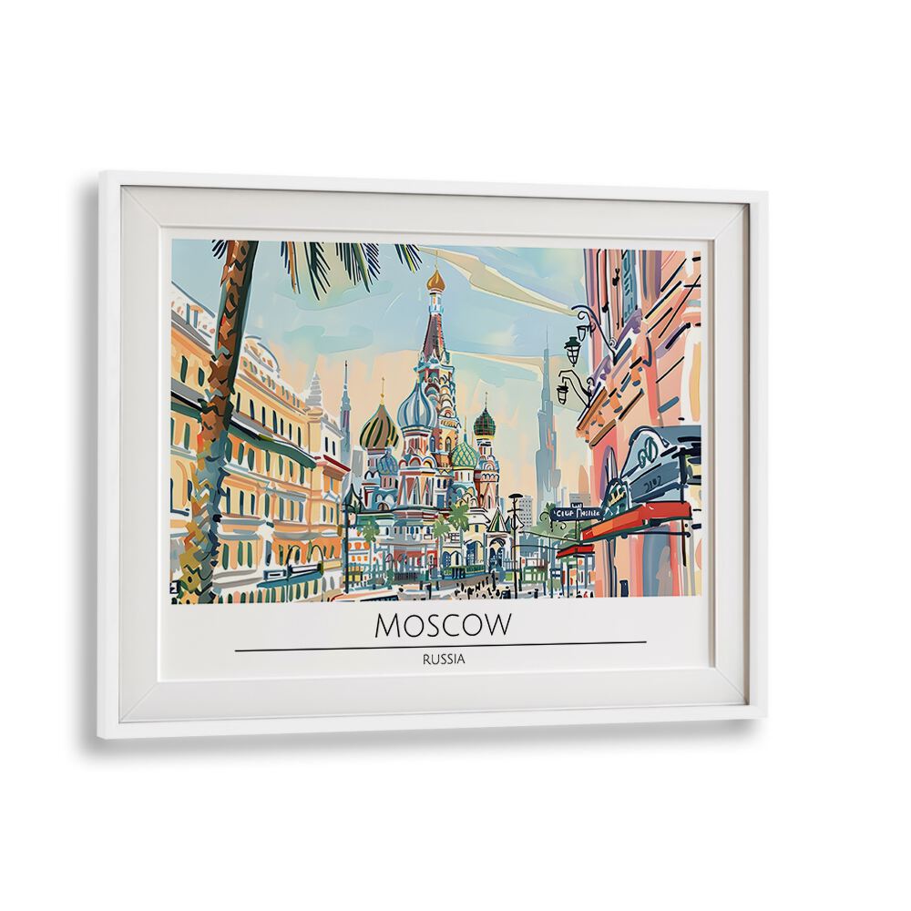 moscow city-russia travel posters in White Frame With Mount