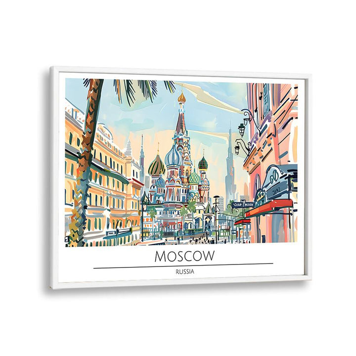 moscow city-russia travel posters in White Plain Frame