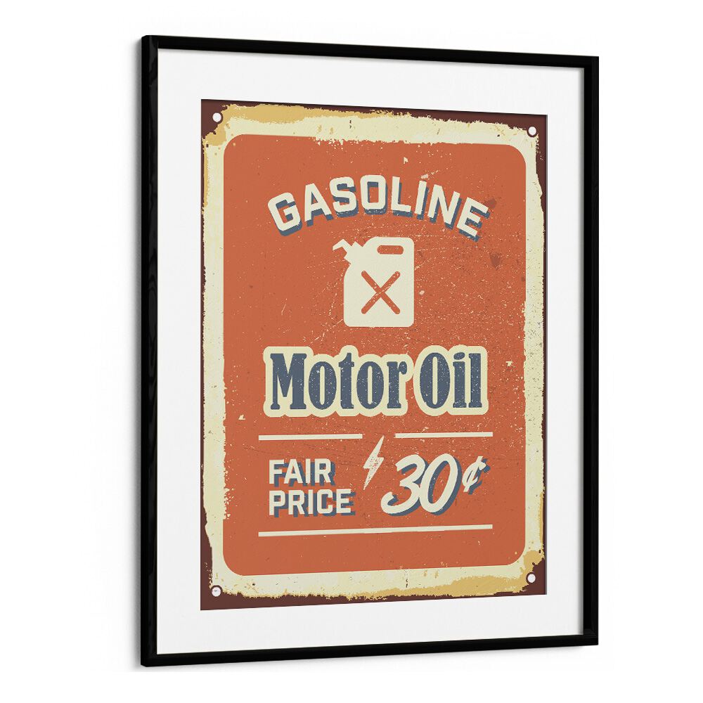 motor oil car poster in Black Frame With Mount