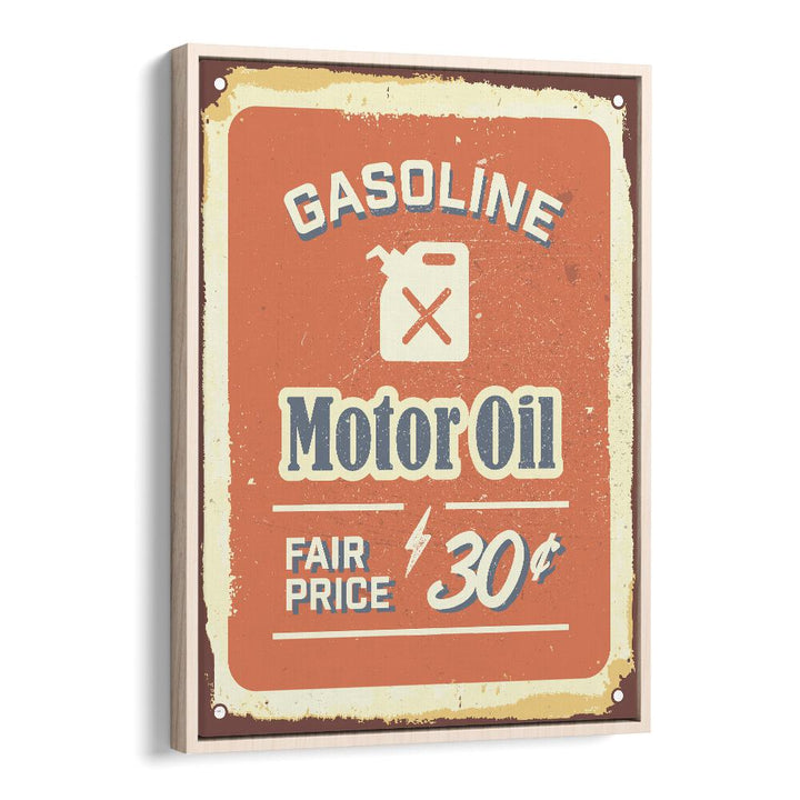 motor oil car poster in Oak Wood Floater Frame