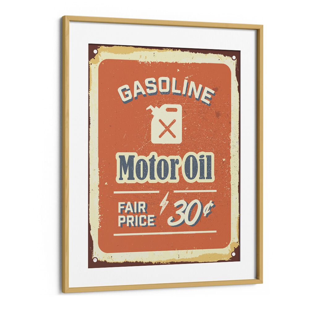 motor oil car poster in Oak Wood Frame With Mount