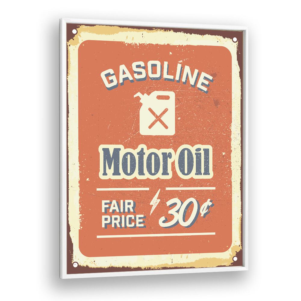 motor oil car poster in White Plain Frame