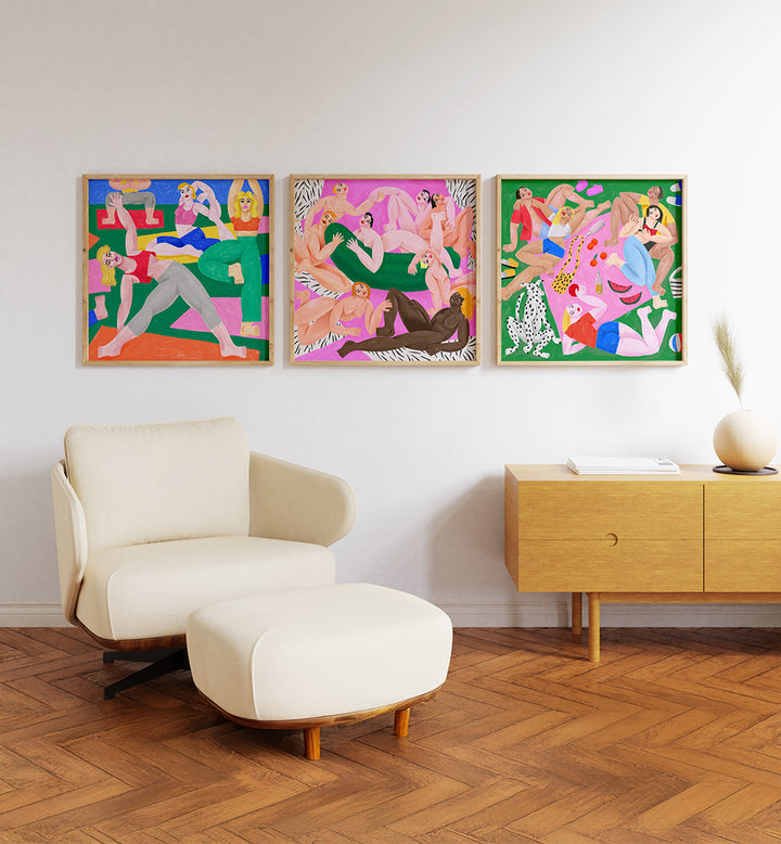 POETIC MOVEMENTS SET , SET OF 3 PAINTINGS