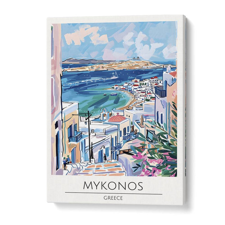 mykonos-greece travel posters in Gallery Wrap