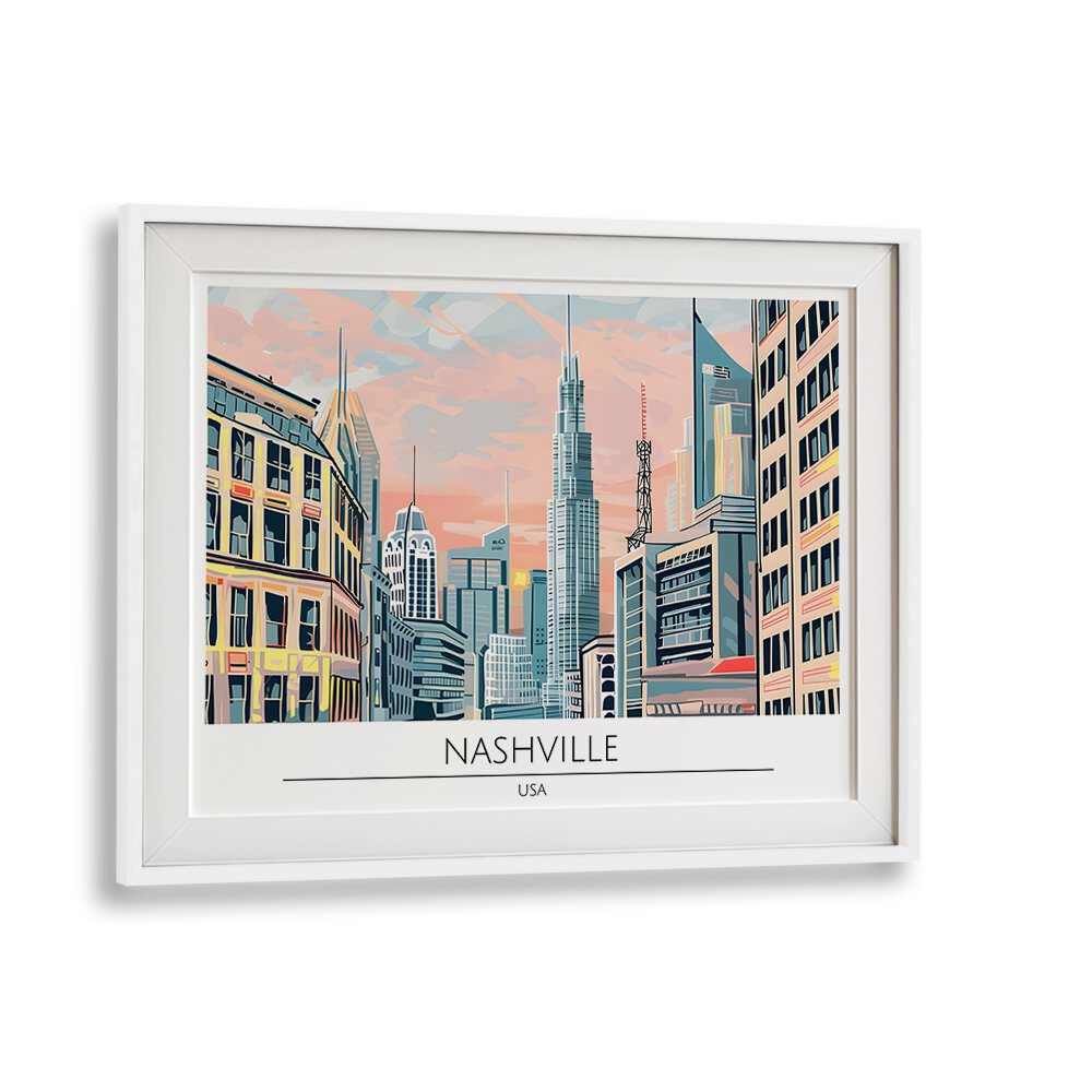 nashville city-usa travel posters in White Frame With Mount